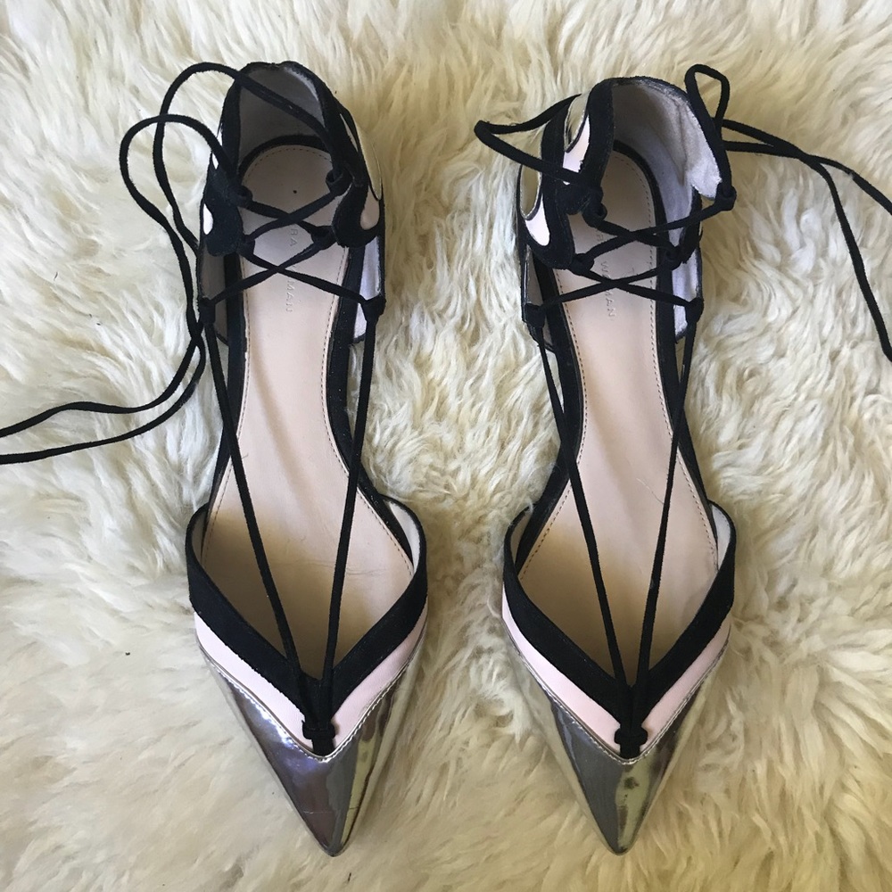 Great Condition!! Zara Lace Up Flat